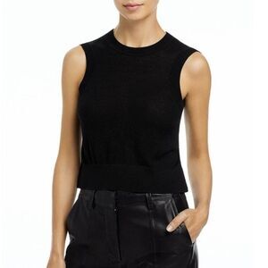 3.1 Phillip Lim Black Wool Crew Neck Sleeveless Top Size Large